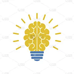 灯泡大脑图标，矢量插图