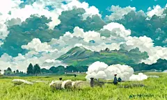 【哲风壁纸】漫画风大草原-绿色护眼