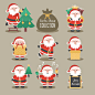 可爱的圣诞老人卡通图集 Collection of lovely character of Santa Claus_平面素材_卡通人物_模库(51Mockup)