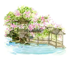 春色扶柳_画釉纸__插画师作品_涂鸦王国gracg.com