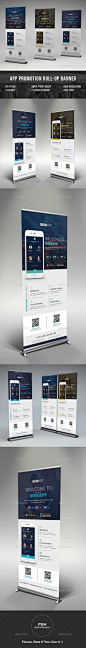 Mobile App Promotion Roll-up Banner for $8 - GraphicRiver #BestDesignResources