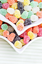 Colorful gum drops in a layered candy dish. Shallow DOF. #糖果#