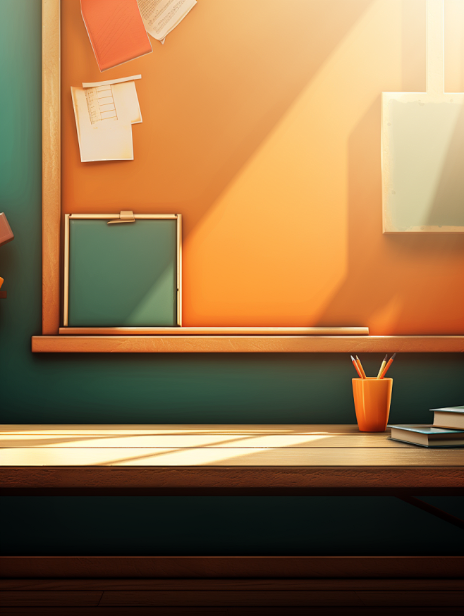 teacher's desk on th...