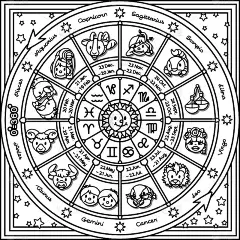 矢量轮廓可爱的黄道圈星座