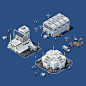factory flat design Isometric isometric factory ILLUSTRATION  artwork Game Illustration structure