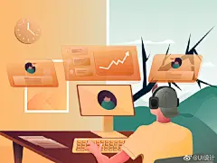 #插画# 微质感扁平风插画作品 ​​​​