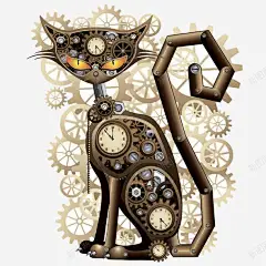 齿轮组成的小猫高清素材 元素 页面网页 平面电商 创意素材 png素材