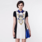 朗文斯汀2013夏装新款韩版巴洛克修身短袖拼接连衣裙品质女装 原创 设计