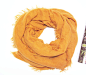 姜黄色羊毛四色四面流苏饰半素精品围巾