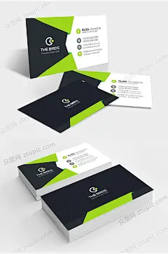 绿色时尚高档名片-众图网