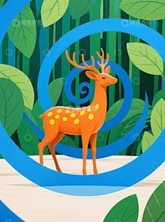 发财鹿抽象画高清模板免费下载-趣麦麦图