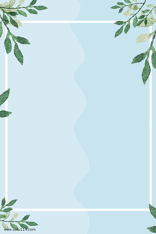 蓝色花朵边框主题海报