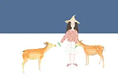 女孩与鹿-gogo_7002_女孩,鹿,壁纸_涂鸦王国插画