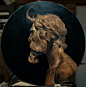 Pan, Alex Brock : "Pan" 24" oil on board

This was insanely fun to paint. Now to just let it dry and figure out how to make a circular frame for it. Hope you like it!
Here's the reference I used https://www.artstation.com/artwork/N1y91