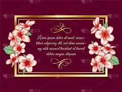 花卉婚礼请柬精美卡片模板