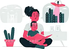 儿童节插画海报  - 源文件下载【酷图网】糖果插画海报,童话人物海报,卡通人物海报,活泼可爱海报,儿童海报,