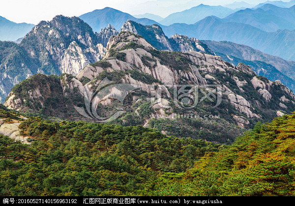 黄山山脉山峰山奇峰 连绵起伏云雾缭绕 巍...