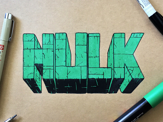 Hulk hand drawn 3dlo...