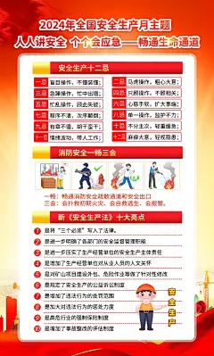 简约安全生产月宣传海报