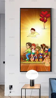卡通儿童房骑自行车手绘工装玄关