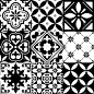 西班牙瓷砖、 摩洛哥瓷砖设计无缝黑色模式  
