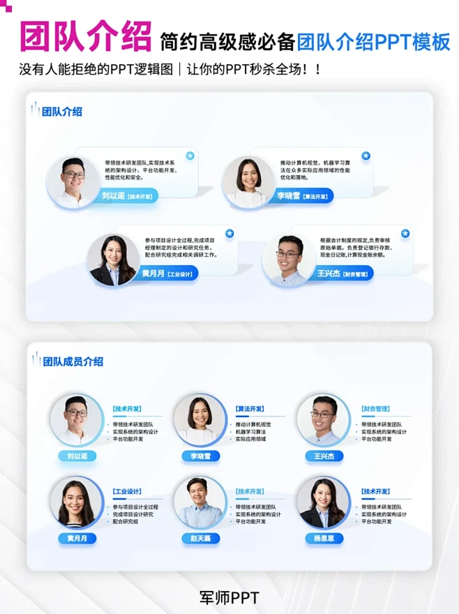 快快收藏这个简约高级感的团队介绍PPT模板-花瓣网