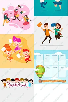 学校园卡通小学生小朋友男孩女孩造型插画海报设计素材打包下载ai-淘宝网