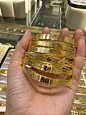 万足金CNC推拉手镯四方弧面平面牛鼻圆棍