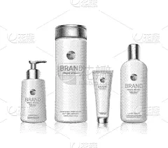 white cosmetics bottles with brand logo package