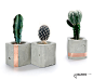 Geometric Concrete Copper Cups, Set of 3 Small Cube Concrete Planter, modern concrete decor, organizer cups, candle or insence stick holder
