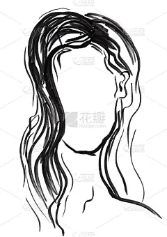 手绘脸部剪影时装插画