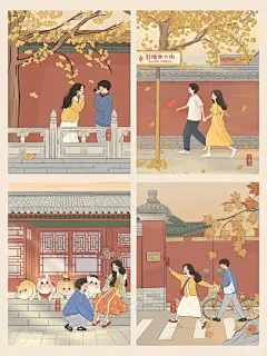 矢量插画小场景双人 - 小红书搜索