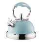 Teapots And Tea Kettles -Crafted of stainless steel with a heat-resistant coating in a choice of chic colors, this Typhoon Living stovetop kettle features a classic whistling spout. A perfect gift for coffee and tea lovers, its wide base absorbs heat for 