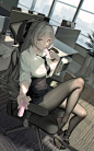 Anime 7500x12000 anime anime girls office girl pantyhose