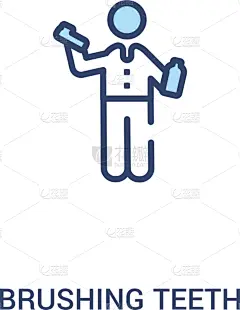 概念,计算机图标,线条,极简构图,两个物体,轮廓,白色,口腔卫生,刷牙,生病