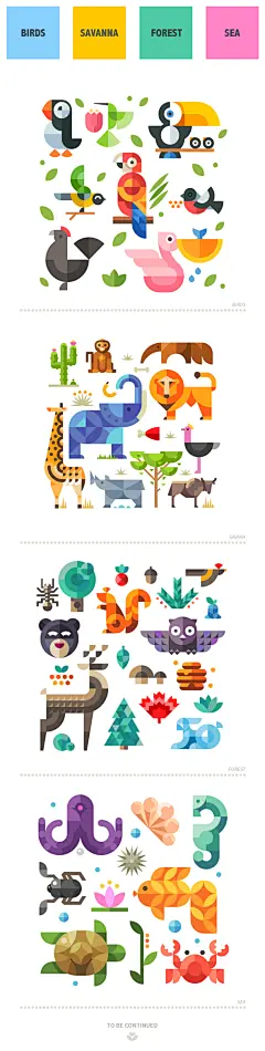 神奇的动物世界，几何平面 文艺圈 展示 设计时代网-Powered by thinkdo3