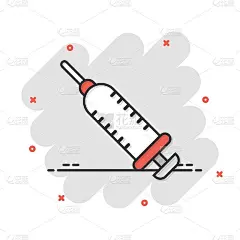 注射器图标在平面风格。在白色孤立背景上注入针矢量图。药品剂型经营理念。