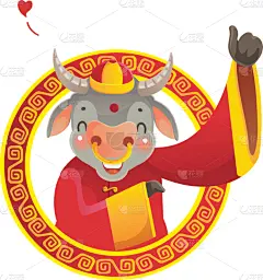 母牛,可爱的,传统,贺卡,春节,中文,新年前夕,十二生肖,动物,节日