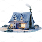 圣诞-元素-雪景微缩木屋