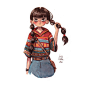 girl with braids and patterned shirt by Iraville