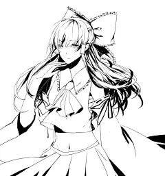 博丽灵梦，线稿，手绘，来自呜喵，woomiao.com