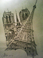 画出来的巴黎、埃菲尔铁塔法国