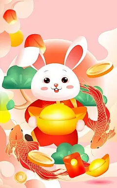 2023年新年元旦兔年春节插画海报矢量图设计素材