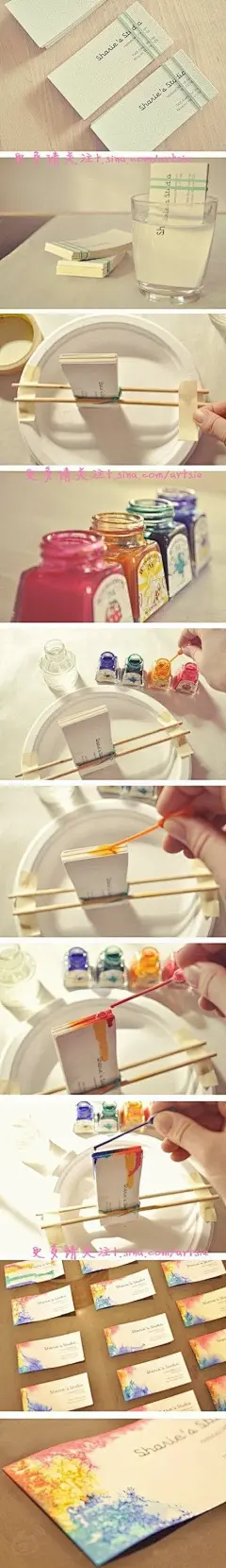 如何DIY自制漂亮的水彩名片、请柬或者宣传卡片？这个教程一定可以帮你忙！@北坤人素材
