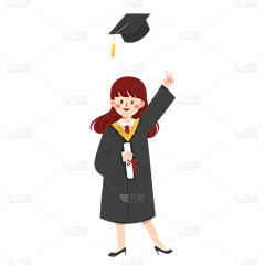手绘风-毕业典礼贴纸-女孩