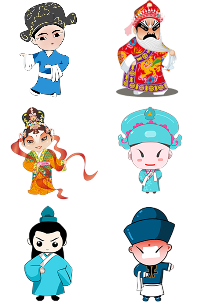 国潮京剧豫剧插画卡通人物