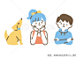 何かを考えている姉と弟と犬_色のイラスト素材 [101845093] - PIXTA