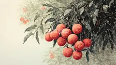 荔枝 水果 手绘 水彩风 插画 高清高清模板免费下载-趣麦麦图