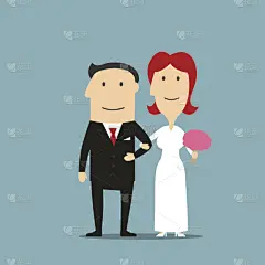 新婚夫妇,卡通,新娘,新郎,蜜月,无尾礼服,请柬,丈夫,贺卡,家庭