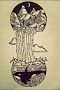 #每天画唠# 耐人寻味的黑白插画设计~丨 via 安再哉 ​​​​